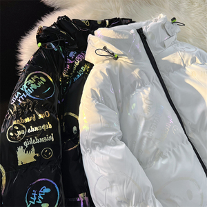 秋冬新款亮面印花加绒加厚面包服棉袄xz1002-1-Y66p128控158