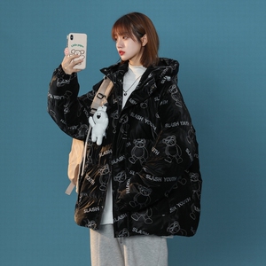 中性款！连帽面包服印花小熊保暖棉衣外套xz1002-1-Y21p138控168图片
