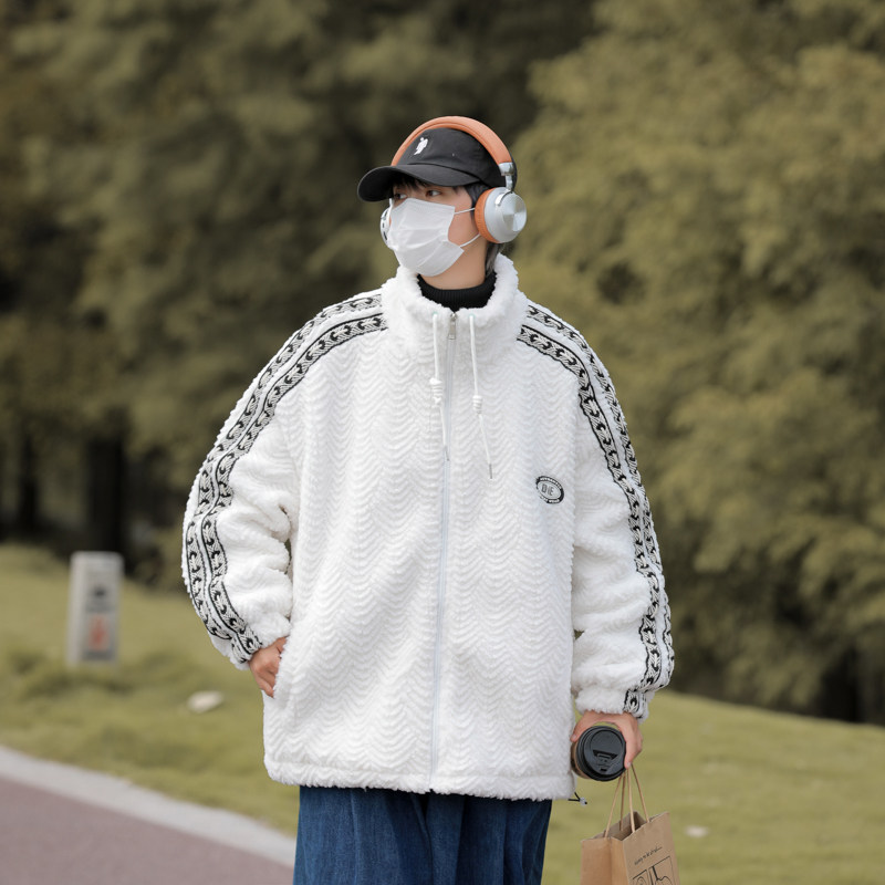 秋冬新款美式织带加绒加厚羊羔绒棉衣xz1002-1-Y68p118控158图片