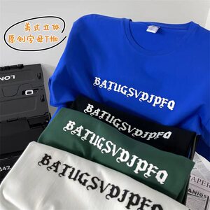 xz1002-1-Y53P25限39  新款港风情侣短袖原创美式复古字母T恤图片