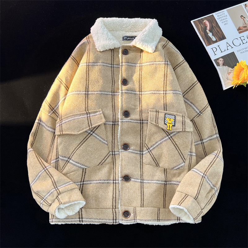 中性款!新款毛呢加绒加厚宽松外套夹克xz1002-1-Y67p105控135,男装夹克,星座906（原电商a316-1）
