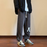 新款雪尼尔字母毛巾绣束脚裤冬季保暖裤xz1002-1-K1058P68控88，男装棉衣，星座906（原电商a316-1）