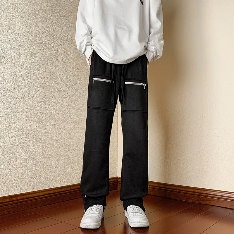 2026新款美式休闲拉链拖地裤潮牌长裤xz1002-1-K52p65控85,男装休闲裤,星座906（原电商a316-1）