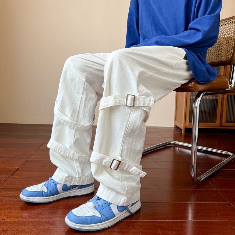 美式棕色绑带工装裤潮流休闲炸街痞帅男长裤z1002-1-K51P55，男装工装外套，星座906（原电商a316-1）