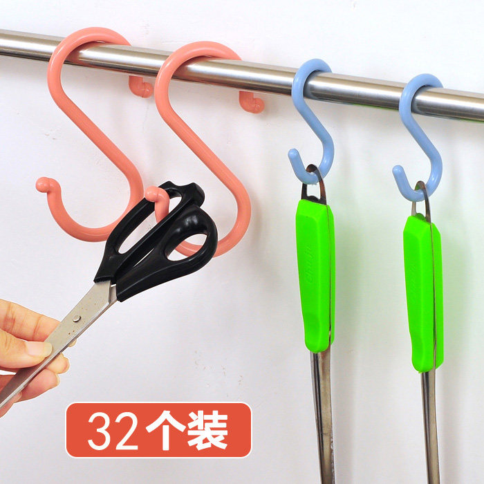 塑料素色s型门后多功能衣橱挂钩