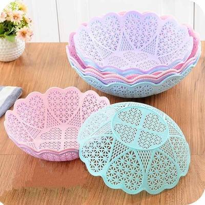 创意客厅塑料装花生干果盘水果盘欧式镂空洗菜篮水果篮圆果盆篮子