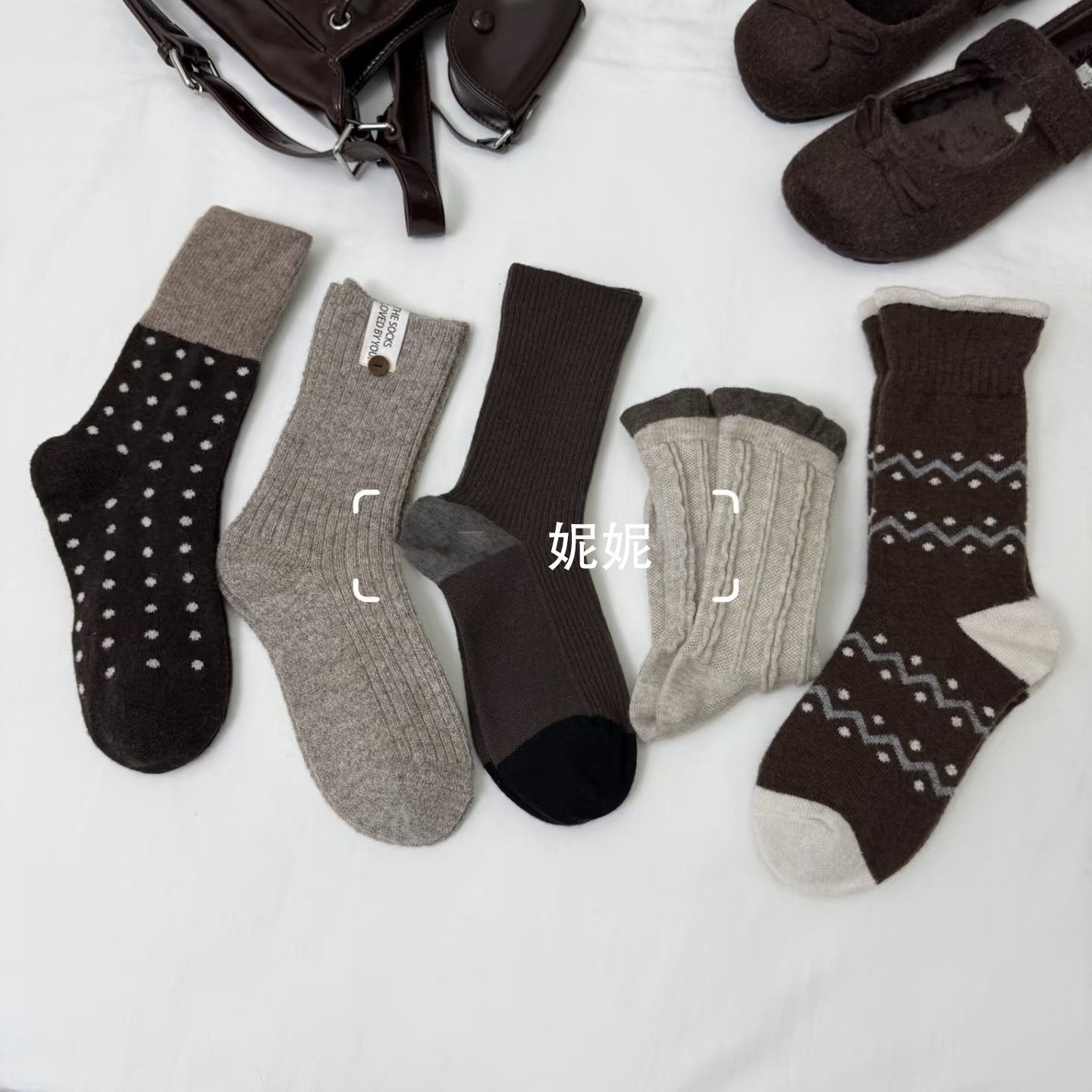 女童袜子秋冬保暖加长款袜子女孩复古咖色堆堆袜中大童棉袜中长款