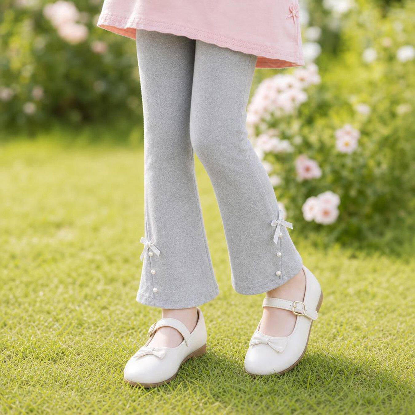 纯棉女童打底裤子春秋季新款女孩喇叭裤宝宝修身韩版百搭外穿长裤