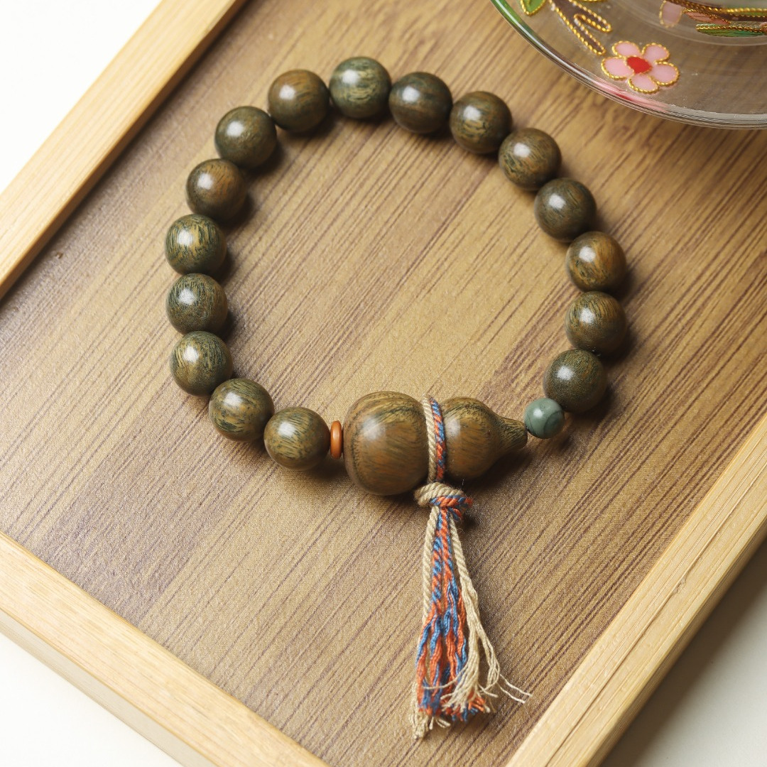 新款爆款绿檀木佛珠手串单圈