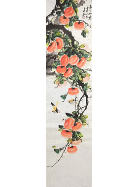 纯手绘国画手绘四尺对开花鸟