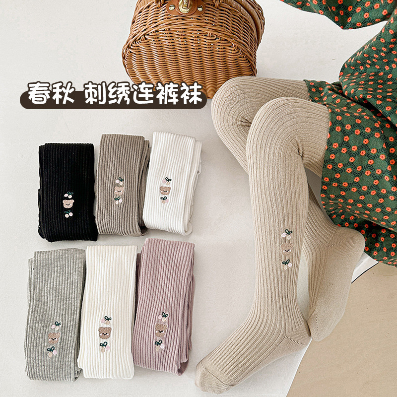 厂批宝宝袜婴儿紧身衣女童打底裤春秋薄款儿童连裤袜刺绣连体