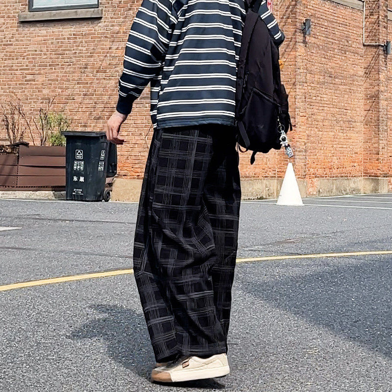加绒卫裤 肌理感格纹休闲裤男2025 搭配卫衣毛衣日系裤子1030/P55
