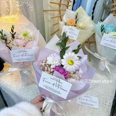 ins碎冰蓝玫瑰仿真香皂花永生花束送闺蜜肥皂花拍照生日礼物38节