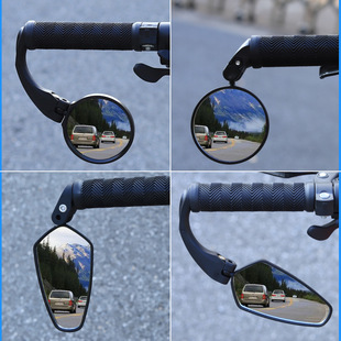 自行车把后视镜倒车把小型山地公路车反光镜把塞式高清广角凸面镜