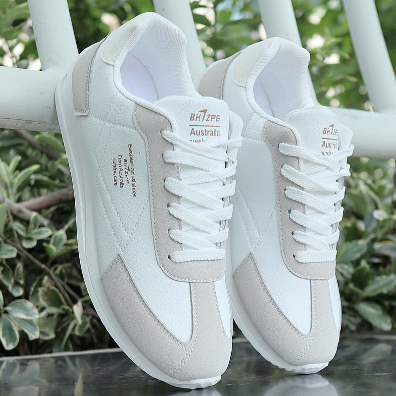 轻便皮面男鞋2024秋季新款男士运动休闲鞋阿甘板鞋小白鞋复古跑鞋