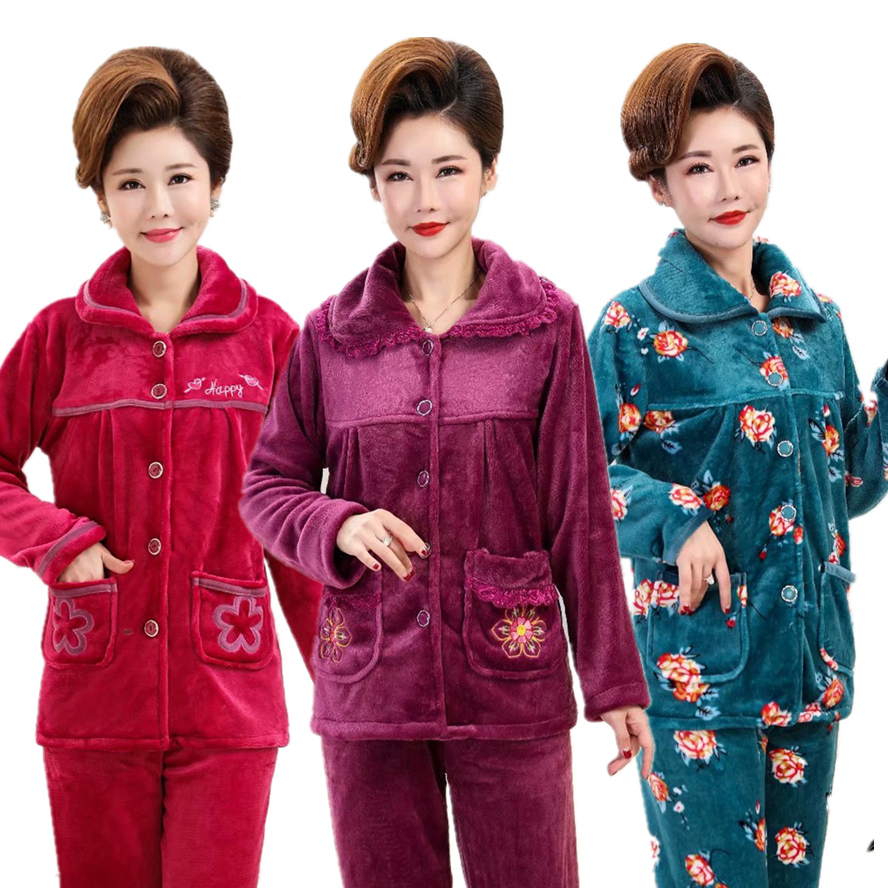 胖妈妈珊瑚绒特大码厚款家居服