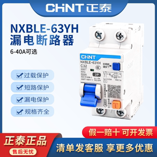 正泰空气开关带漏电保护器NXBLE-63YH断路器总闸家用2P紧凑型漏保