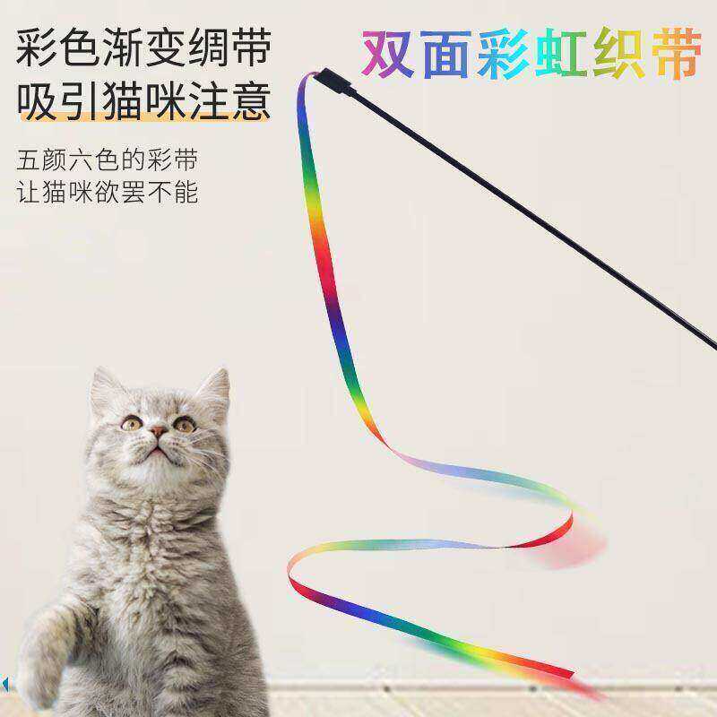 猫咪玩具彩带逗猫棒双面
