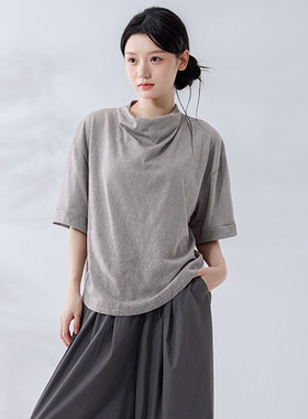 现代舞中袖宽松落肩练功服套装