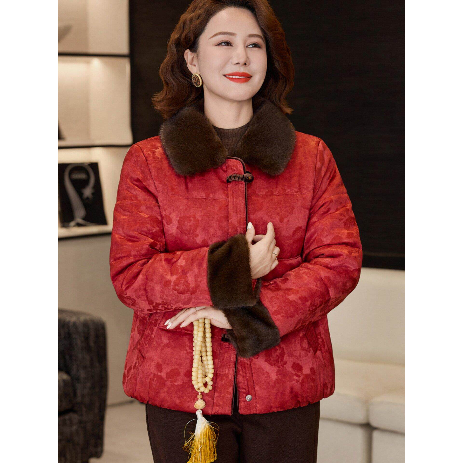 新中式妈妈冬装羽绒棉服2026新款中老年女秋冬棉袄外套本命年衣服