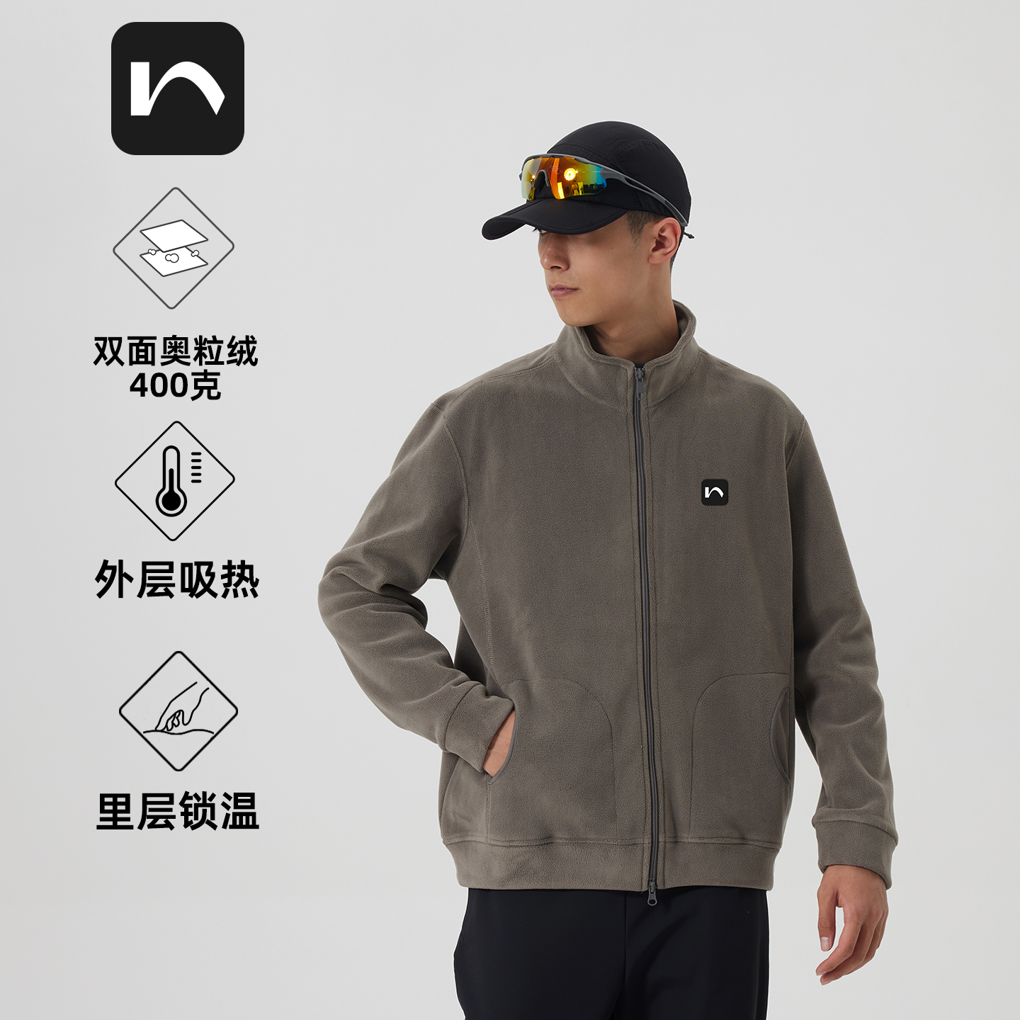 2025新款户外抓绒衣男双面奥粒绒外套加厚加绒开衫休闲上衣秋冬