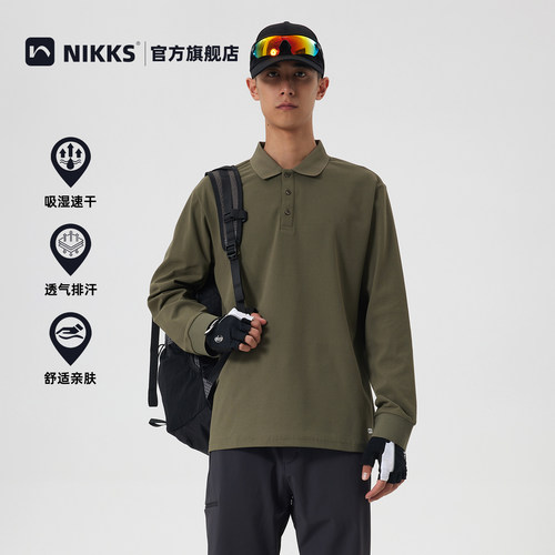 NIKKS男款POLO衫长袖夏季薄款