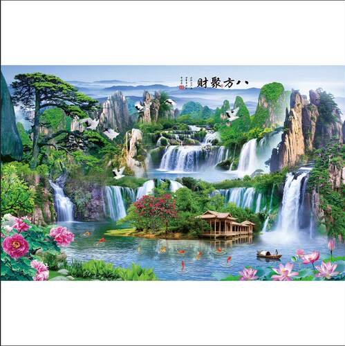 八方聚财挂画客厅玄关中堂