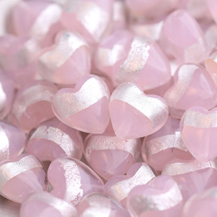 灯工手工琉璃半透明玉粉银箔爱心diy手作手链项链串珠材料配件