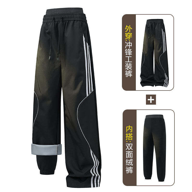 户外登山运动男女加厚软壳裤三合一冲锋裤工装裤情侣款防风滑雪裤