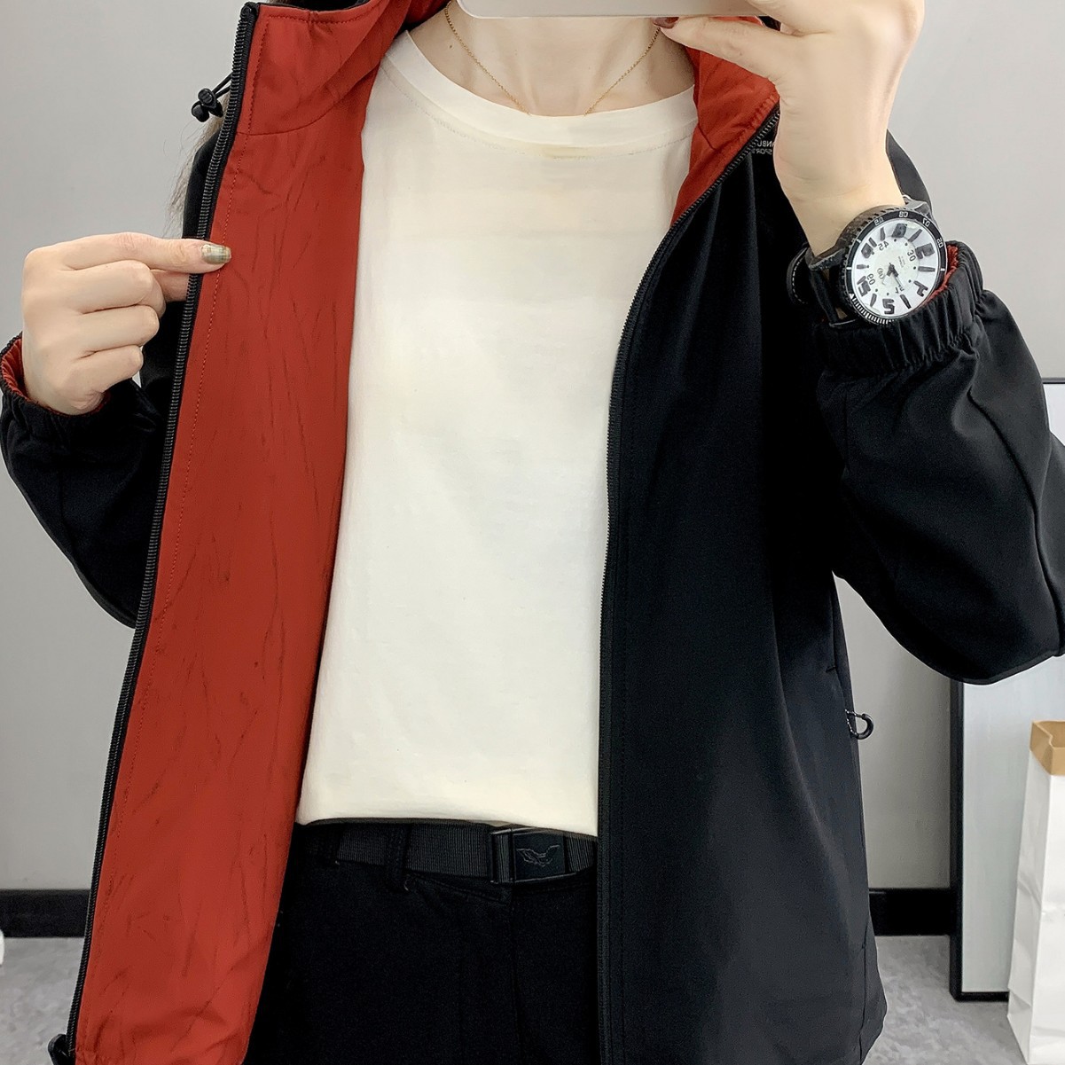 2026新款春秋季女式新款单色防风防水双面穿百搭宽松单层女式风衣