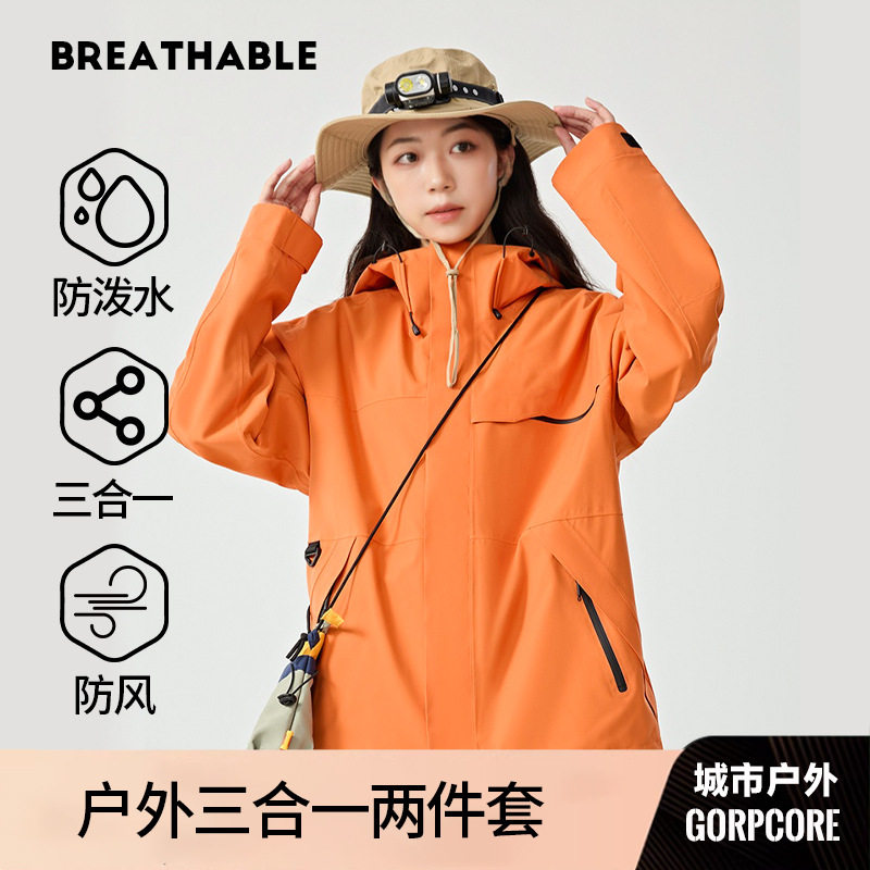 冲锋衣男三合一女抓绒两件套户外进藏旅行外套登山服冬可拆卸内胆