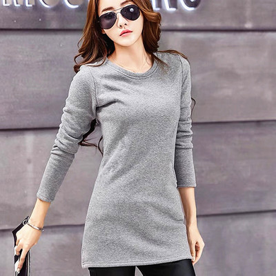 纯棉加绒舒适女休闲长袖黑色