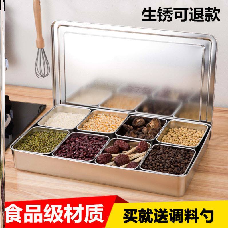 冰粉配料收纳盒商用组合容器不锈钢摆摊香料食品级带盖工具加厚|msdalam kategori dapur/memasak Appliances, Alat dapur/Penyimpanan dapur, botol penyimpanan/bekas penyimpanan dapur, botol perasa - dari Buy2taobao.com untuk memberikan perkhidmatan ejen Taobao profesional membeli