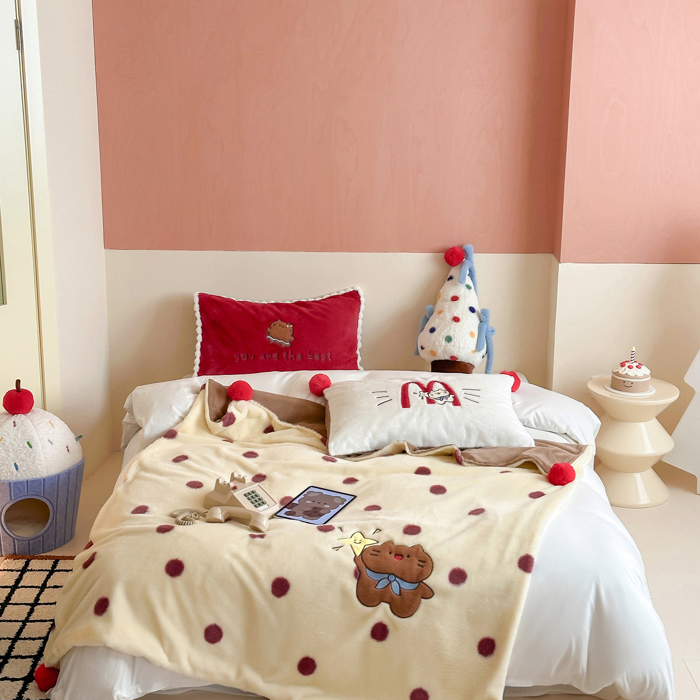 尚尚芊2025新款兔兔绒美式复古系列皮草毯简约现代聚酯纤维秋冬