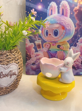 陶瓷摆件仓鼠水樽增高托盘纯色水壶架加高底座金丝熊水壶兔子水樽