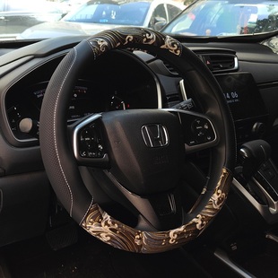 通用全皮车把套 防滑四季 JDM方向盘套日本和风烫金汽车改装 个性