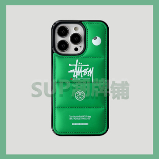 官方绿色羽绒服iphone15羽绒服手机壳 苹果14por max保护套 13全包 12防摔软 秋冬款 皮面 防冻防汗11 XR ix