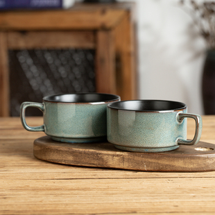 ｛14.9两个 正品｝高级感窑变美式咖啡杯大容量复古早餐杯陶瓷水