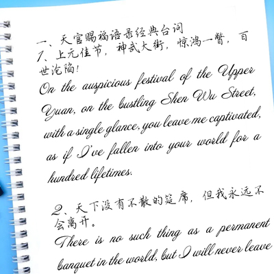 行楷花体英文原耽语录临摹字帖