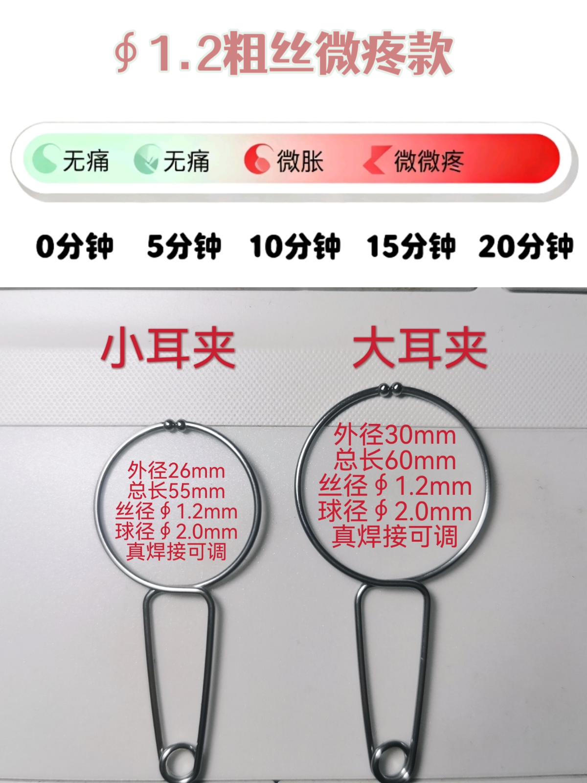 精艺养生卡环粗丝微痛耳穴夹养生馆理疗馆经络疏通小夹子无磁耳夹