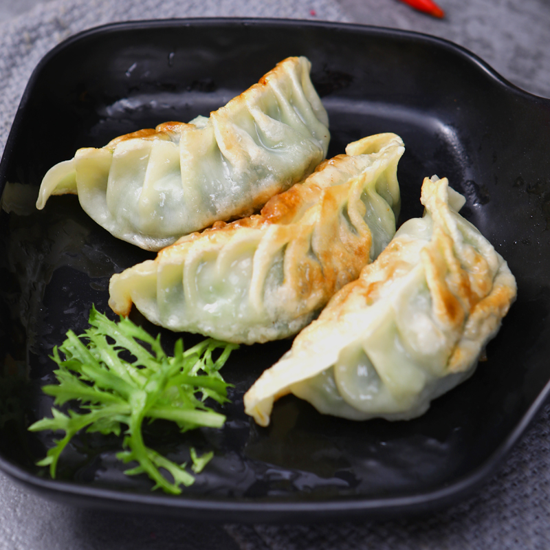 手工香煎大饺子猪肉韭菜馅40*12个广式茶餐厅点心冷冻半成品早点