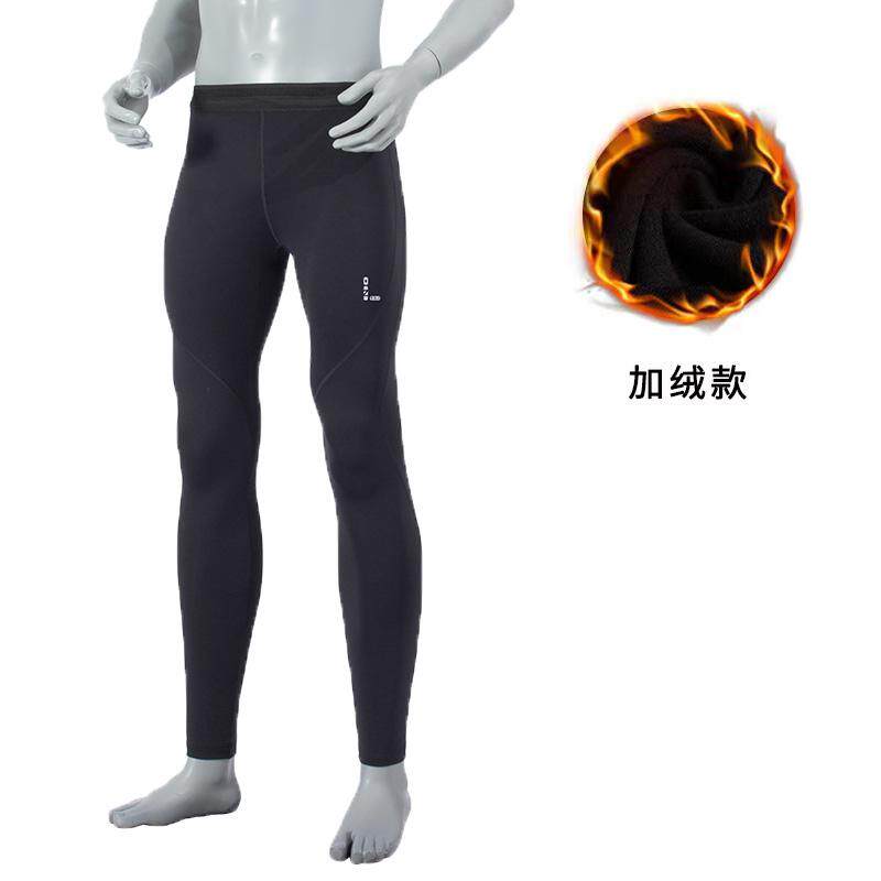 零阻力秋冬加绒紧身裤男运动健身裤加厚训练保暖压缩田径跑步长裤