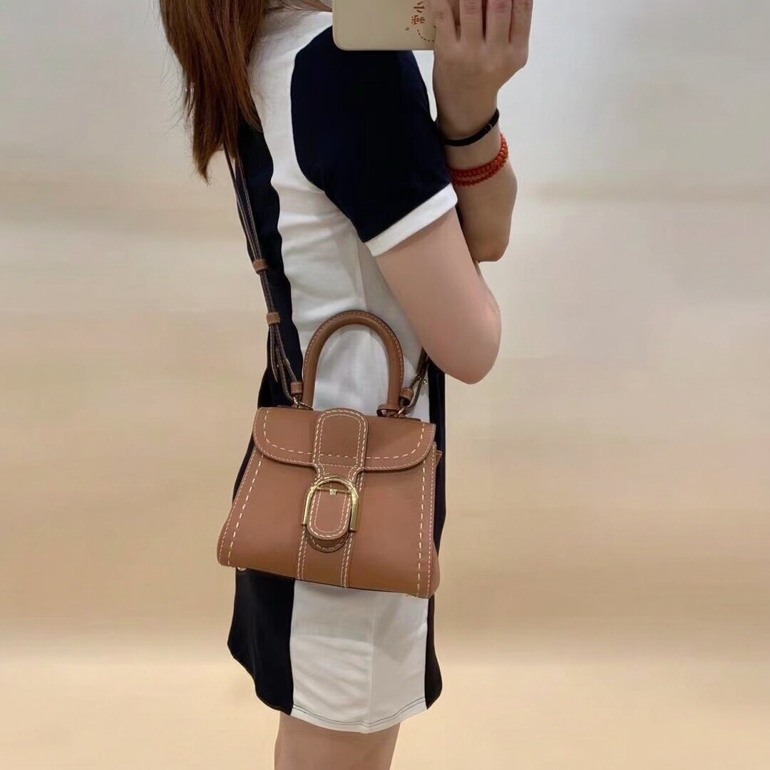全手工手缝Brillant 外缝线Mini单肩斜挎包togo小牛皮女包铂金包