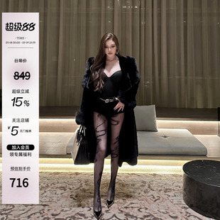 LUV2SHY 现货 奢黑暖袍 仿貂绒环保皮草长款高级感超好看黑色外套