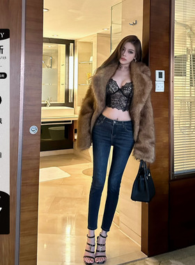 LUV2SHY 现货 枫糖伯爵 仿狐狸毛皮草环保毛毛外套冬高级感棕色