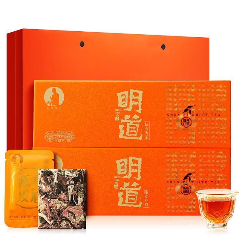 明道白茶正宗福鼎寿眉茶叶2023年新会陈皮独立小包装白茶礼盒装图片