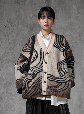 LADYSDIARY原创设计女装2023冬季小众设计复古进口绵羊毛针织开衫