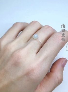 天然和田玉925纯银路路通戒指不掉色小众指环转运新年指环饰品