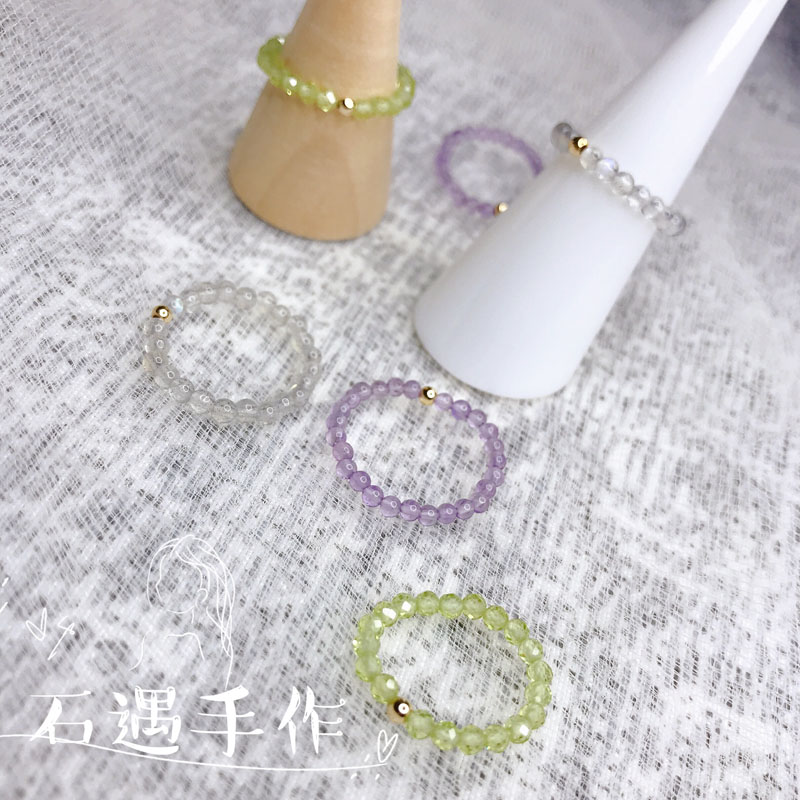 Natural amethyst grey moonlight elongated stone olivine ring tail ring anti villain customizable non fading small jewelry