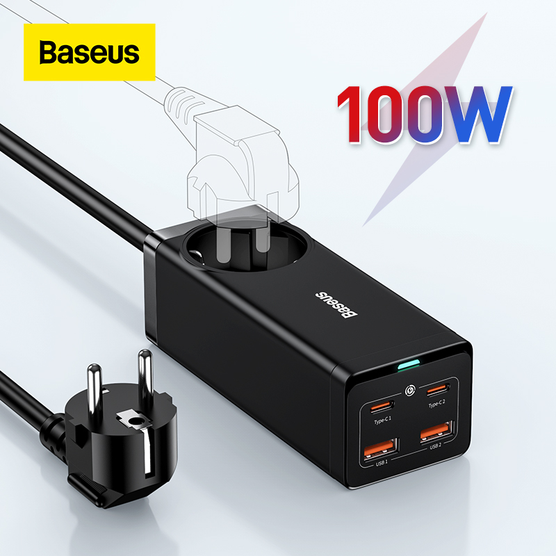Baseus 100W GaN3Pro Desktop Charger Power Strip Charging QC 4.0 PD USB-C适用于MacBook iPhone Laptop